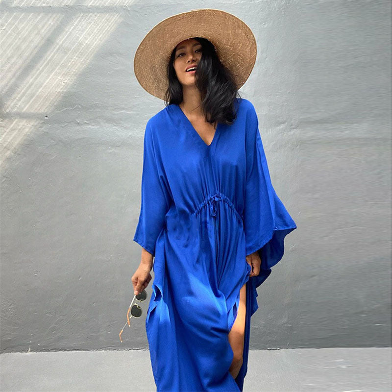 Rayon Loose Sexy Split Beach Cover Up Waist Pull Belt Vacation Skirt Bikini Cover Bella Mia