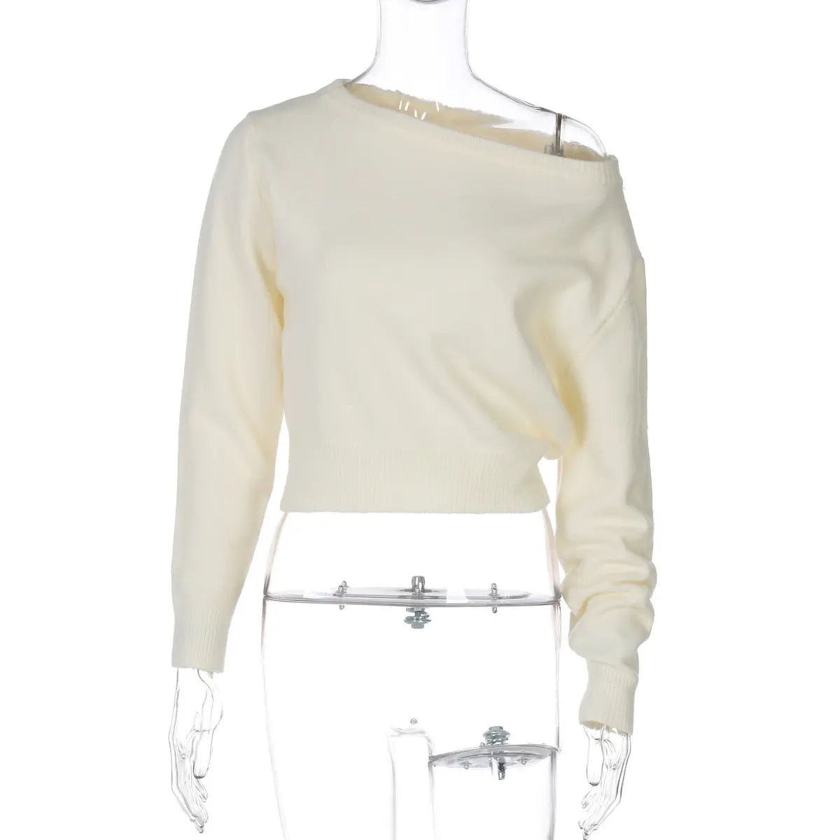 Women Clothing Summer Simple Elegant Slim Fit Sexy Cropped Diagonal Collar Long Sleeve Top Bella Mia