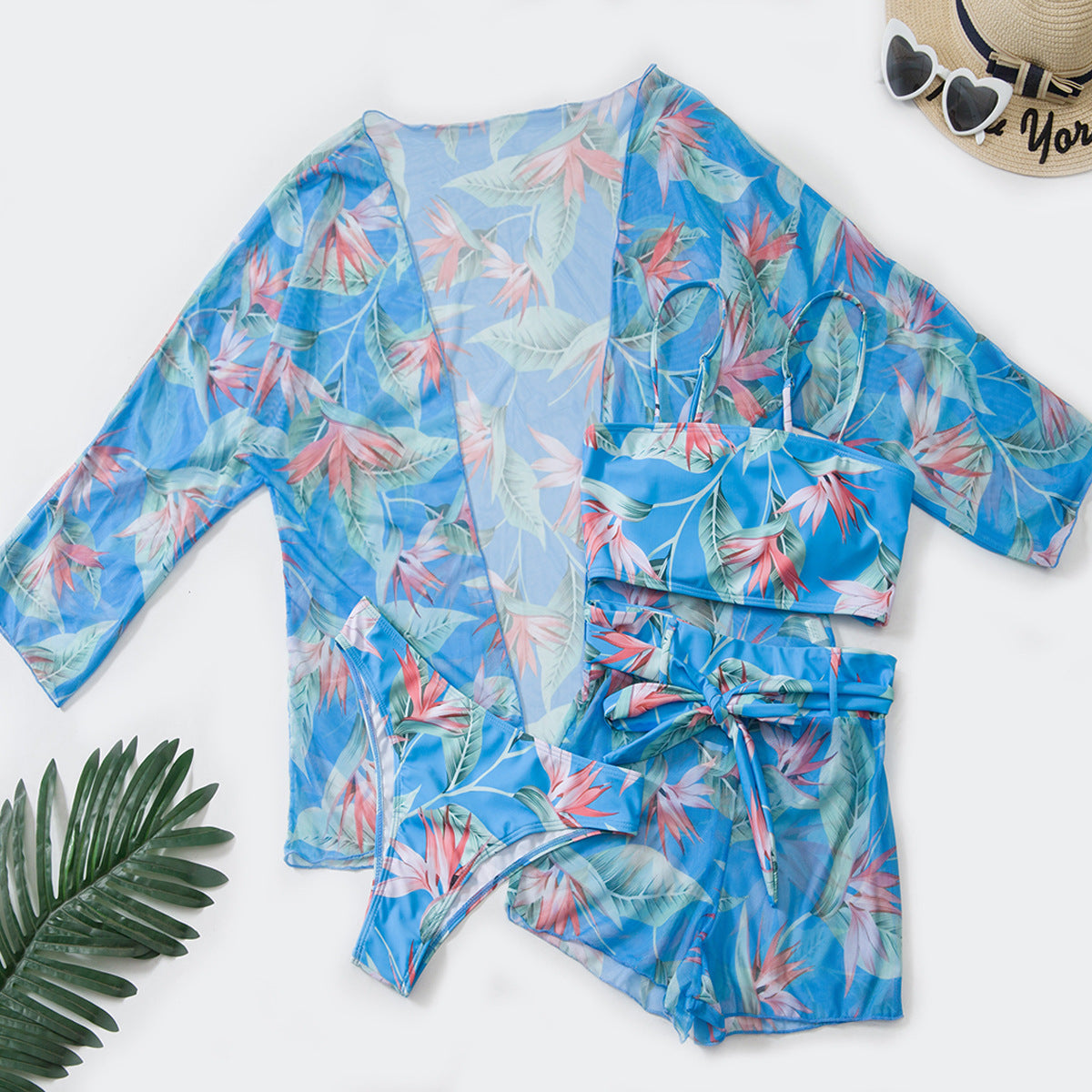 Swimsuit Women Split Three Piece Suit High Waist Long Sleeves Boxers Bikini Bella Mia