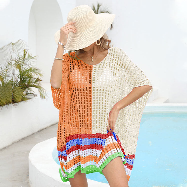 Summer Women Patchwork Cutout out Beach Dress Loose Beach Cover Up Women Bella Mia