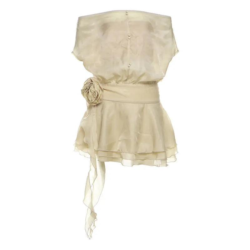 Fall Floral Net Yarn Backless Off Shoulder A Line Tiered Dress For Women Bella Mia