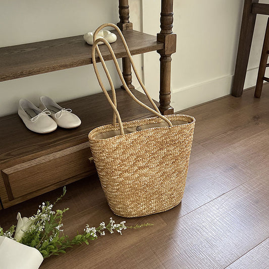 Simple Straw Shoulder Woven Bag Straw Bag Vacation Beach Bag Women Bag Bella Mia