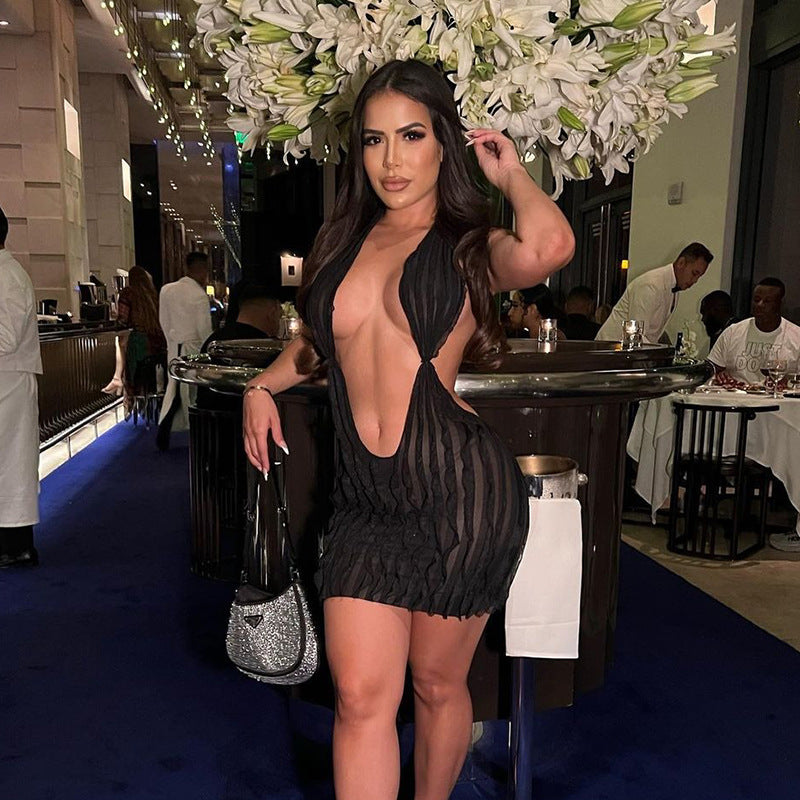 Women Clothing Summer Pattern Sexy Bandeau Lace up Short Dress Bella Mia