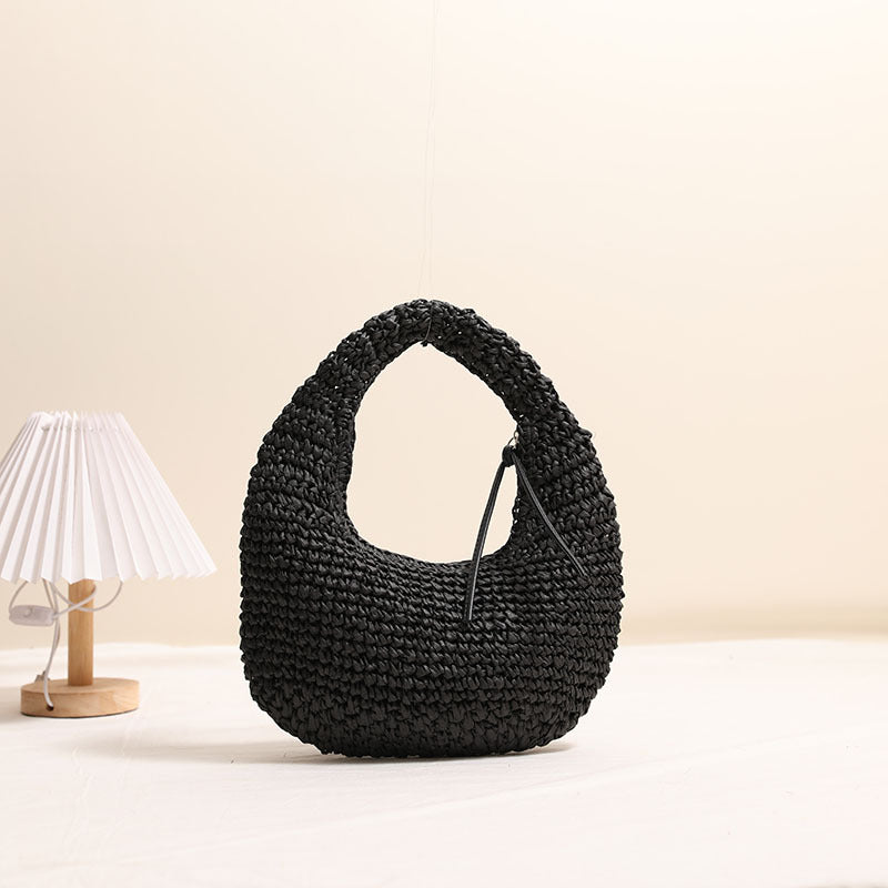Solid Color Hand Carrying Straw Bag Niche Tassel Hand Carrying Straw Bag Woven Bag Women Seaside Vacation Beach Bag Bella Mia