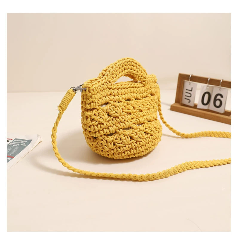 Crossbody Cotton Thread Woven Bag All Matching Hollow Out Cutout Straw Bag Vacation Beach Bag Partysu Women Bag Bella Mia