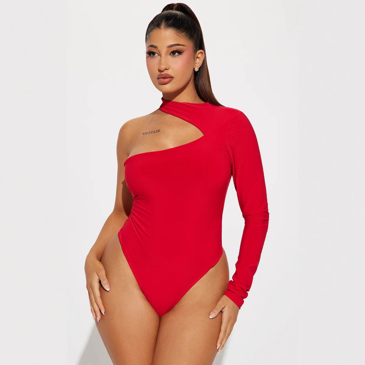 Long Sleeved Jumpsuit Sexy Tight Shoulder Figure Flattering Bottoming T shirt Top Women Bella Mia