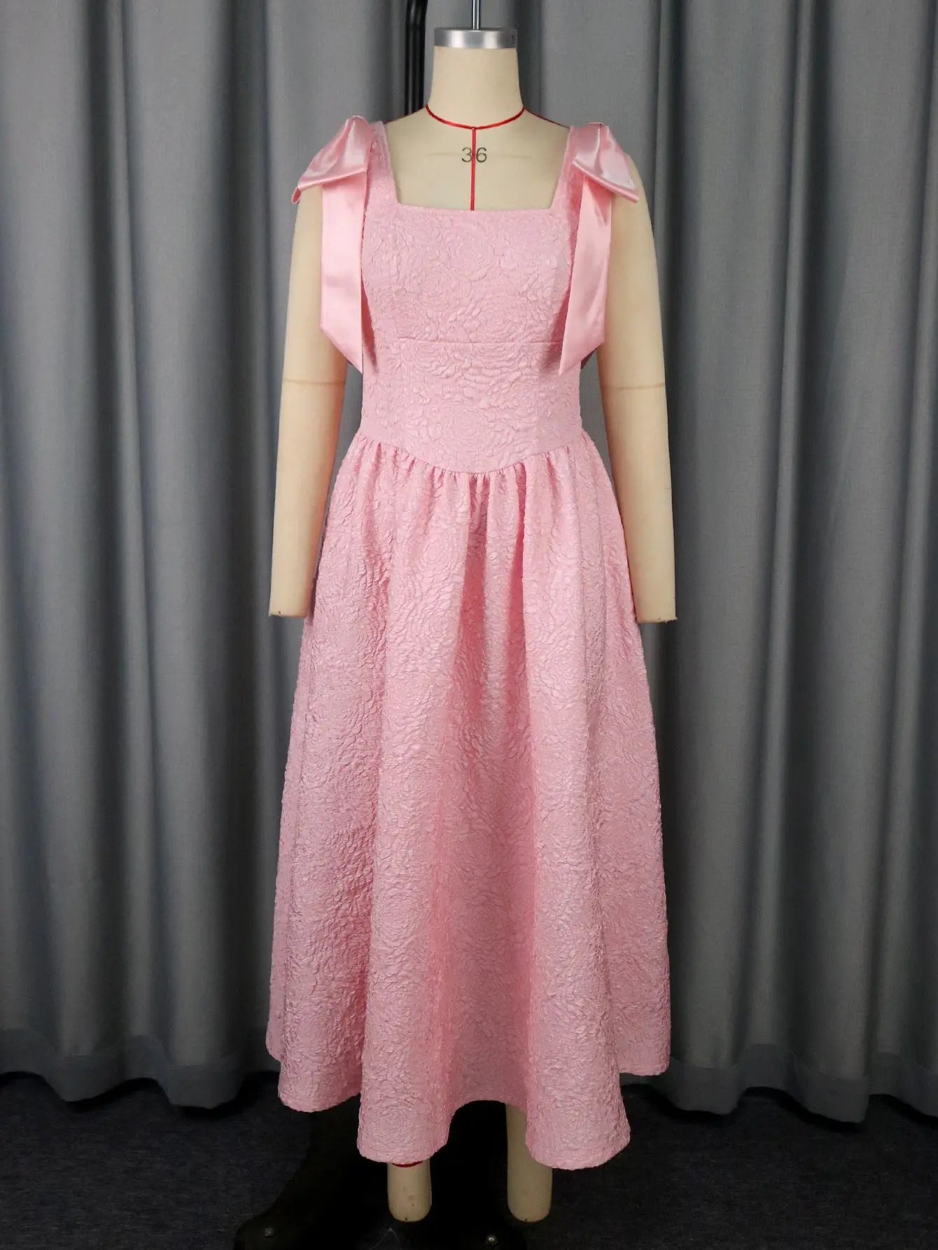 Women Clothing Elegant Bow Dress Jacquard High Waist a Swing Cocktail Evening Dress Party Dresses Bella Mia