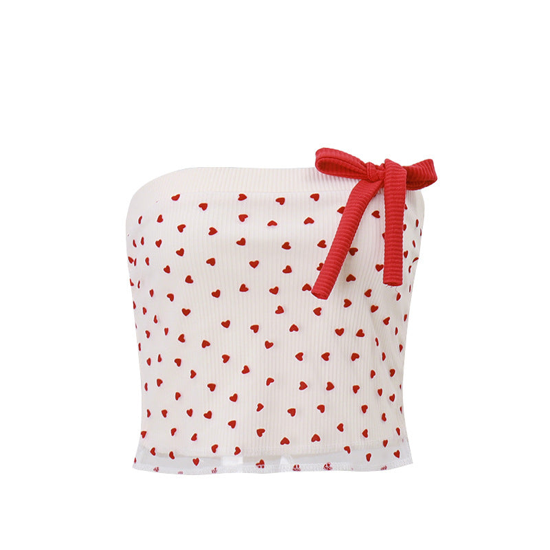 Summer Sexy Sexy Sexy Bow Lace up off Shoulder Short Tube Top Vest Bella Mia