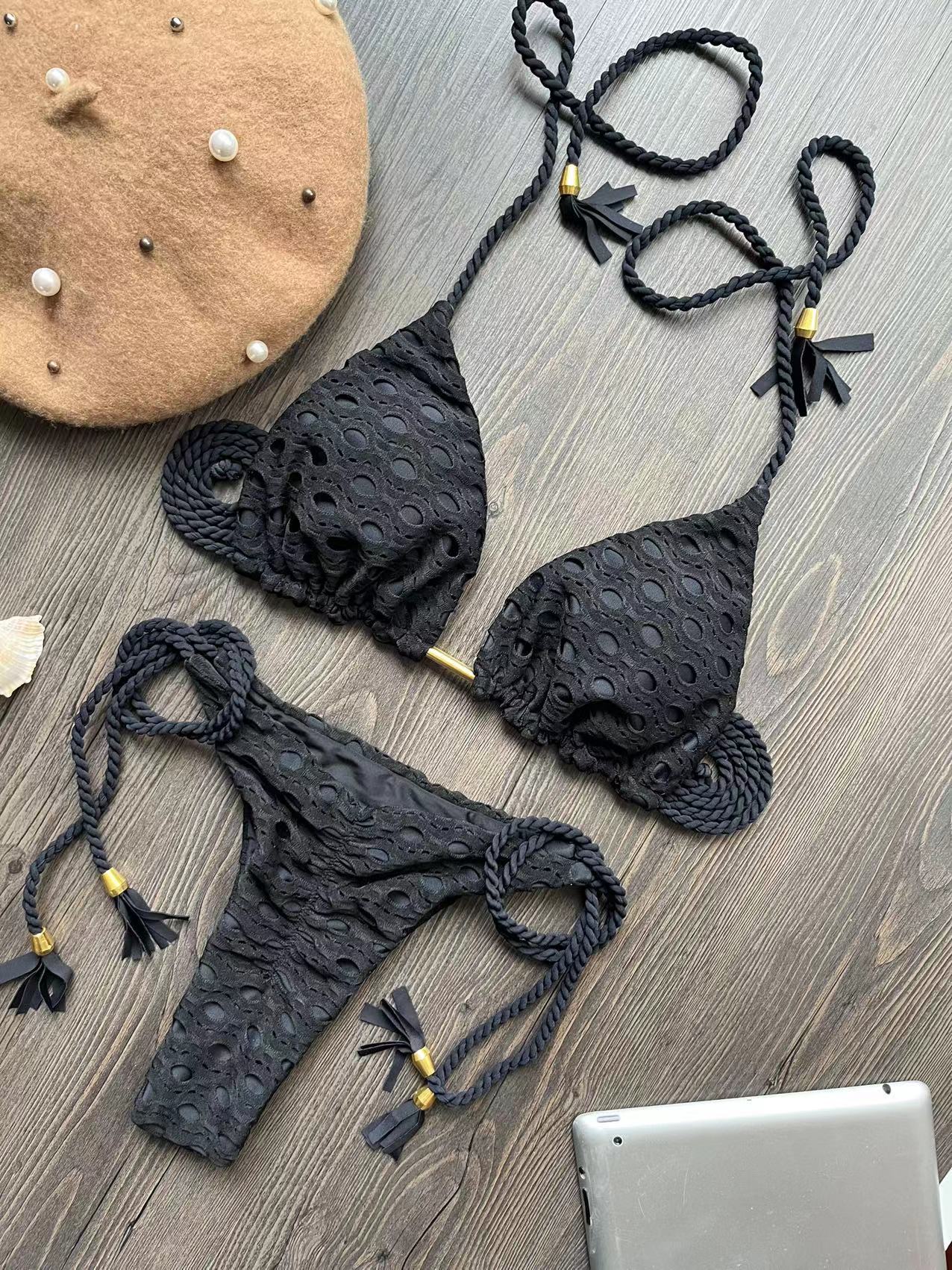 Braid Rope Hollow Out Cutout Out Fabric Bikini Swimsuit Bella Mia