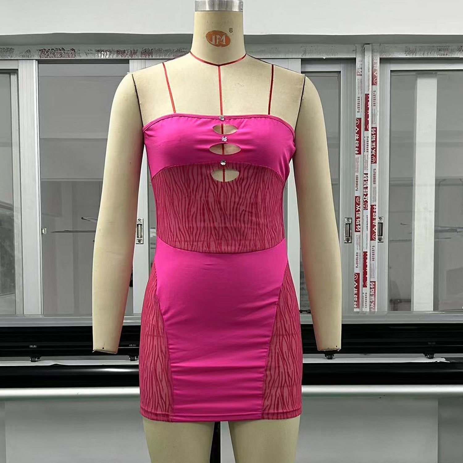 Summer Beaded Tube Top Dress Hollow Out Cutout Out Mesh Stitching See Through Sheath Sexy Short Dress Women Bella Mia