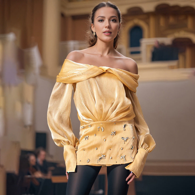 Gentle Intellectual Summer Exquisite Rhinestone Sexy off the Shoulder Bow Short Dress Bella Mia