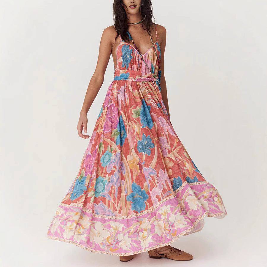 Summer Positioning Printing Slip Dress Loose Casual Holiday Dress Women Bella Mia