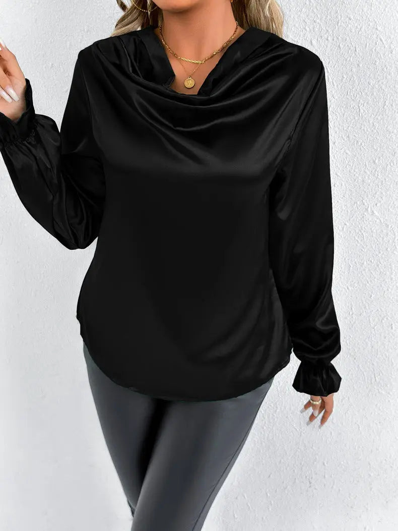 Women Clothing Summer Satin Shirt Women Satin Shirt Artificial Silk Top Bella Mia