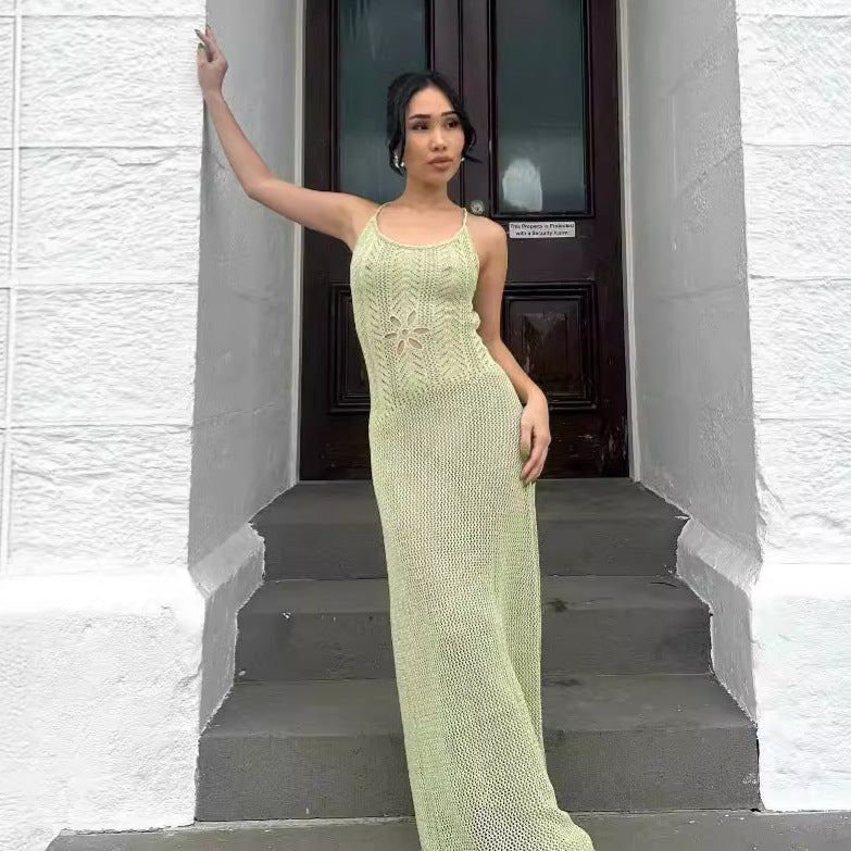 Floral Cutout Sexy Tight Beach Dress With Suspenders Backless Dress Spring Summer Bella Mia