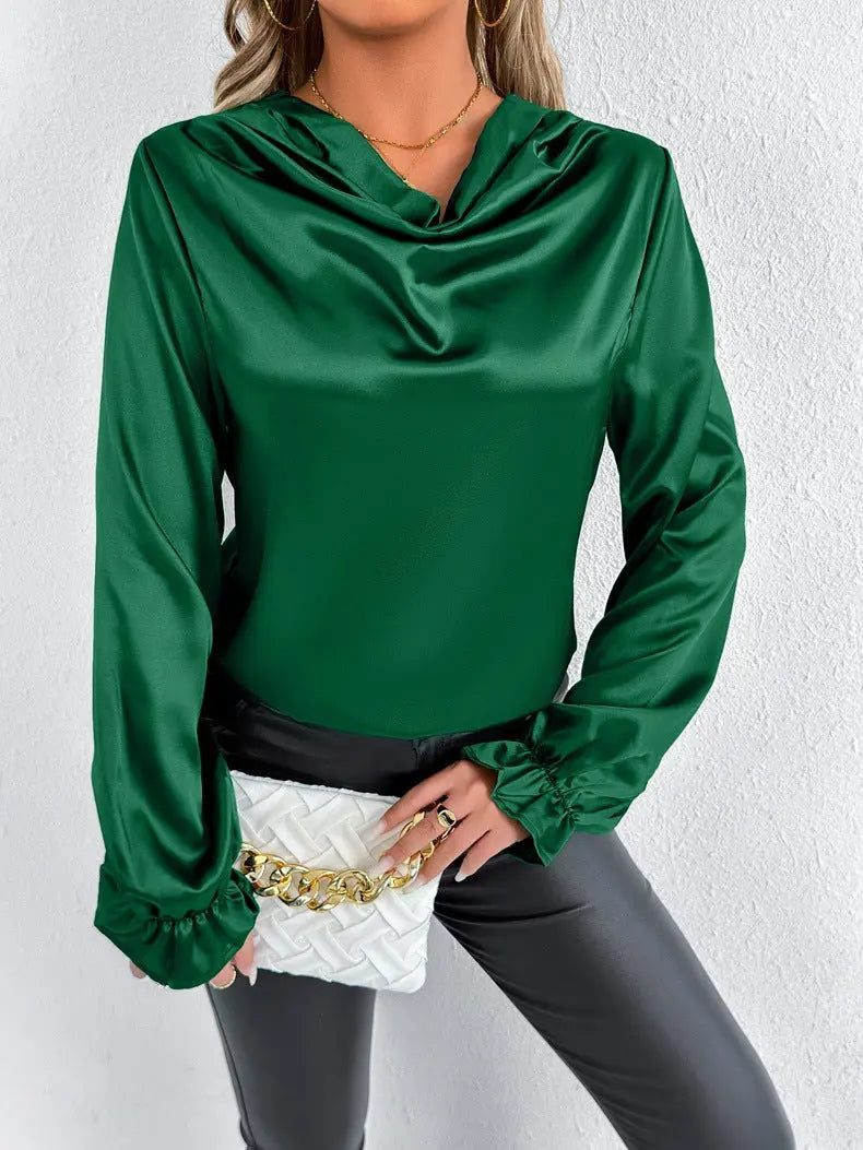 Women Clothing Summer Satin Shirt Women Satin Shirt Artificial Silk Top Bella Mia