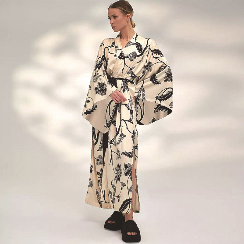 Printed Beach Sun Protection Clothing Long Cardigan Loose Bikini Swimsuit Outwear Blouse Bella Mia