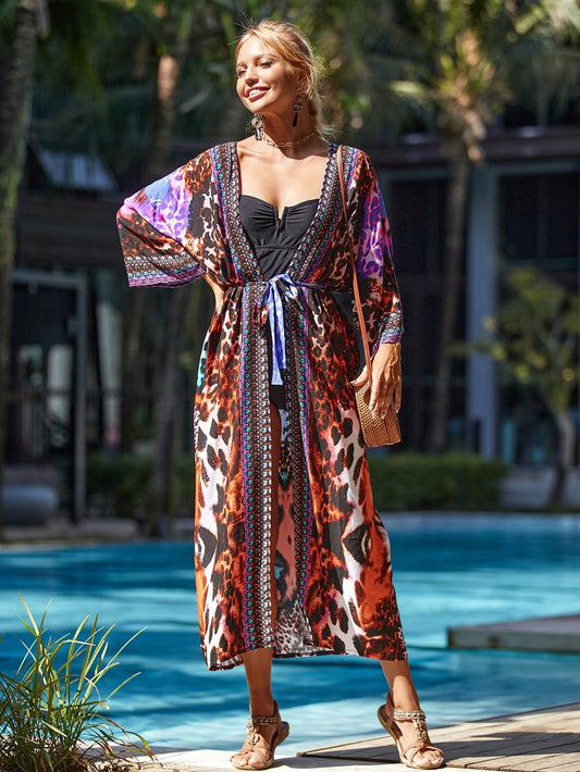 Rayon Printing Beach Cover Up Sexy Loose Holiday Cardigan Bikini Cover Bella Mia