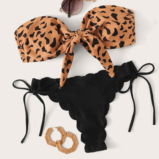 Leopard Print Split Swimsuit Women Lace Lace Sexy Bikini Bella Mia