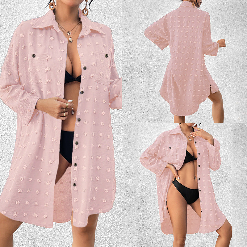 Vacation Sun Protection Clothing Women Beach Jacket Beach Cover Up Breasted Shirt Swimsuit Outwear Bella Mia