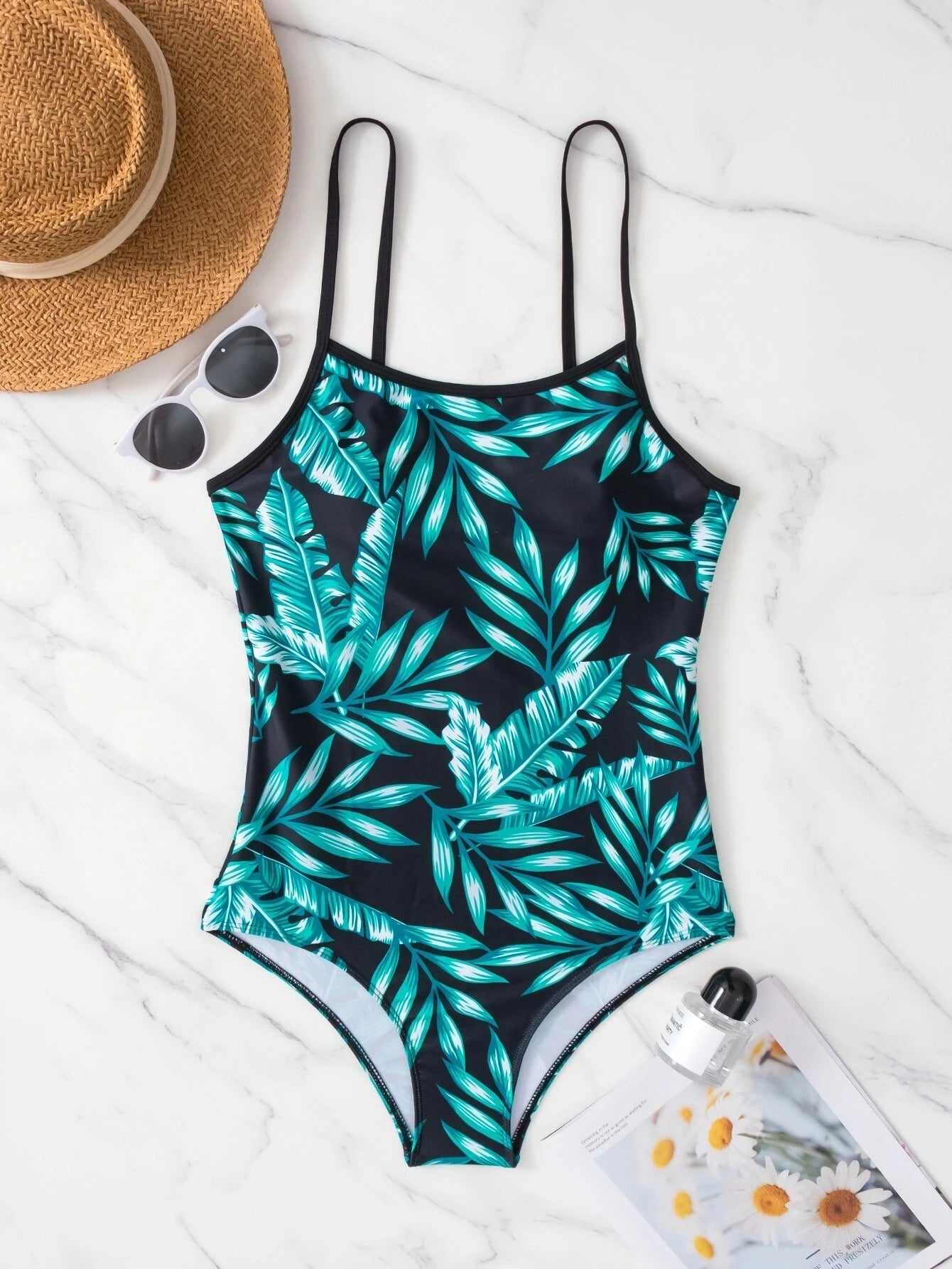 Leaf Printing Women Swimsuit Triangle One Piece Bikini Conservative Swimwear Bella Mia