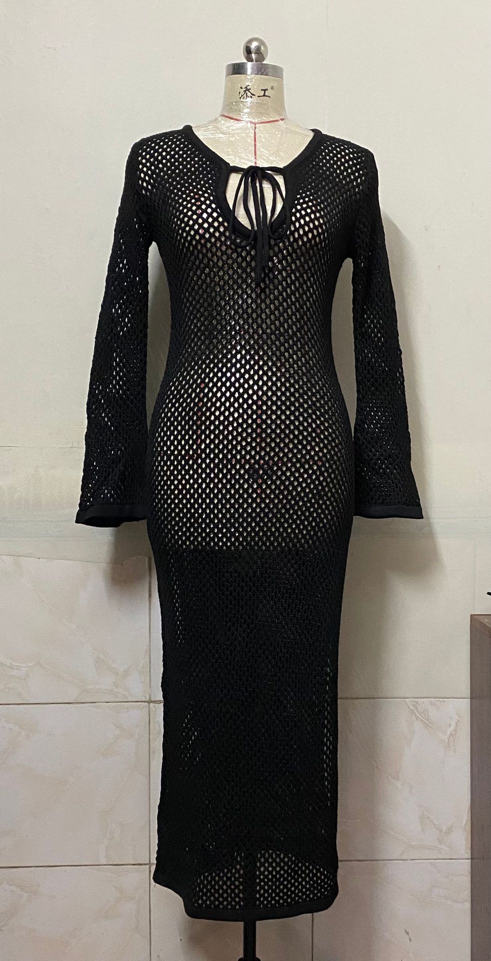 Summer Beach Sun Protection Dress Sexy Knitted Hollow Out Cutout out See-through Seaside Vacation Dress Women Bella Mia