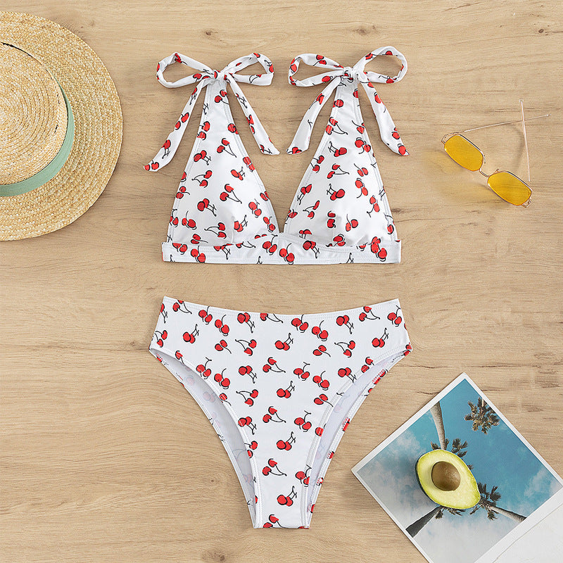 Bikini Sexy Fruit High Waist Bikini Bow Lace Up Swimsuit Bella Mia