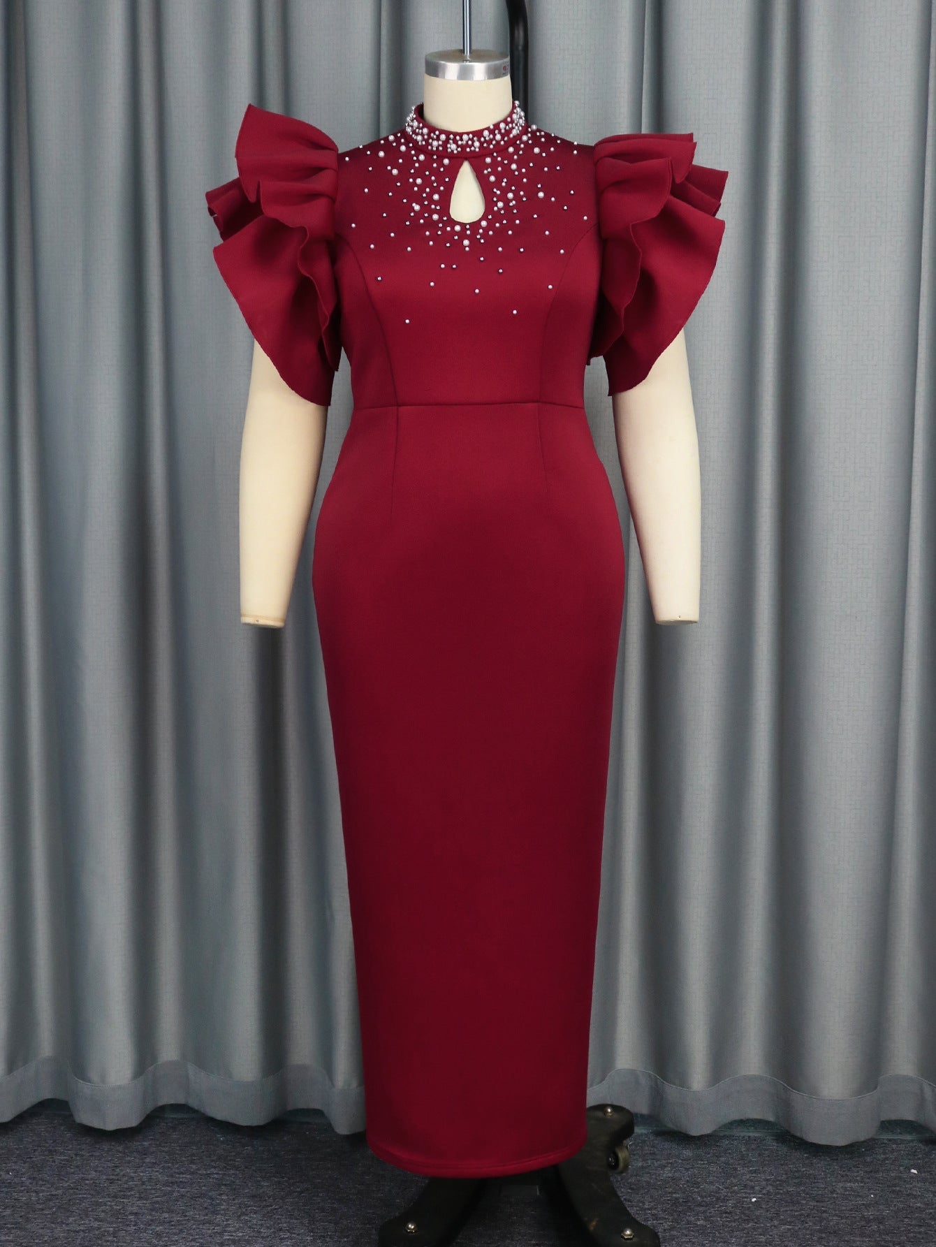 Summer Sexy Cutout Half Turtleneck Dress Party Dinner Beaded High Waisted Dress