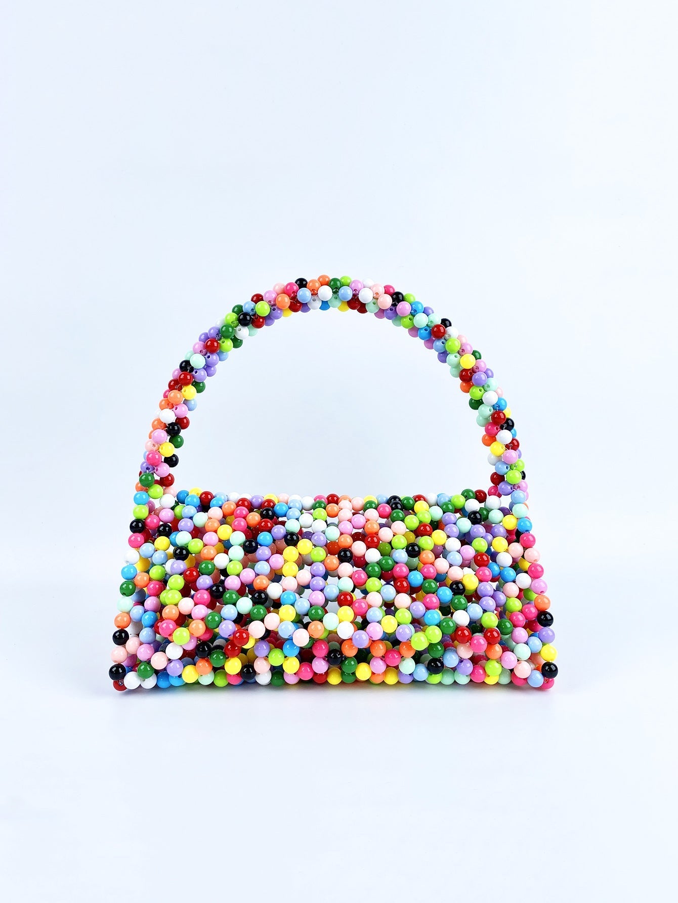 Pearl Bag Women Hand Woven Acrylic Beaded Bag Retro Fairy Small Handbag Triangle Wrist Bag Bella Mia
