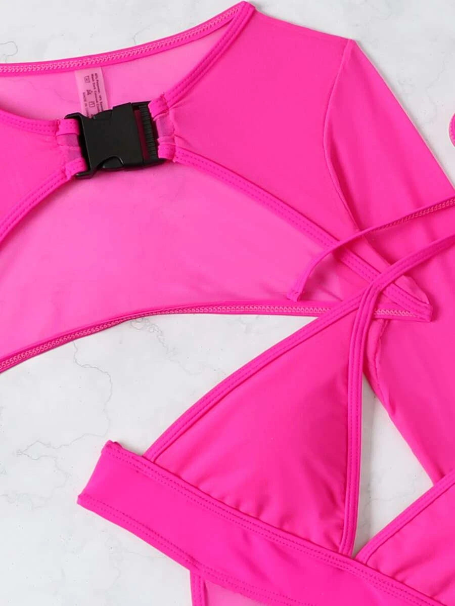 Solid Color Sexy Halter Multi Color Long Sleeve Blouse Sexy Swimsuit Bella Mia