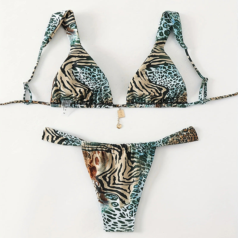 Printed Lace up Swimsuit Women Three Point Sexy Beach Bikini Spring Swimsuit Bella Mia