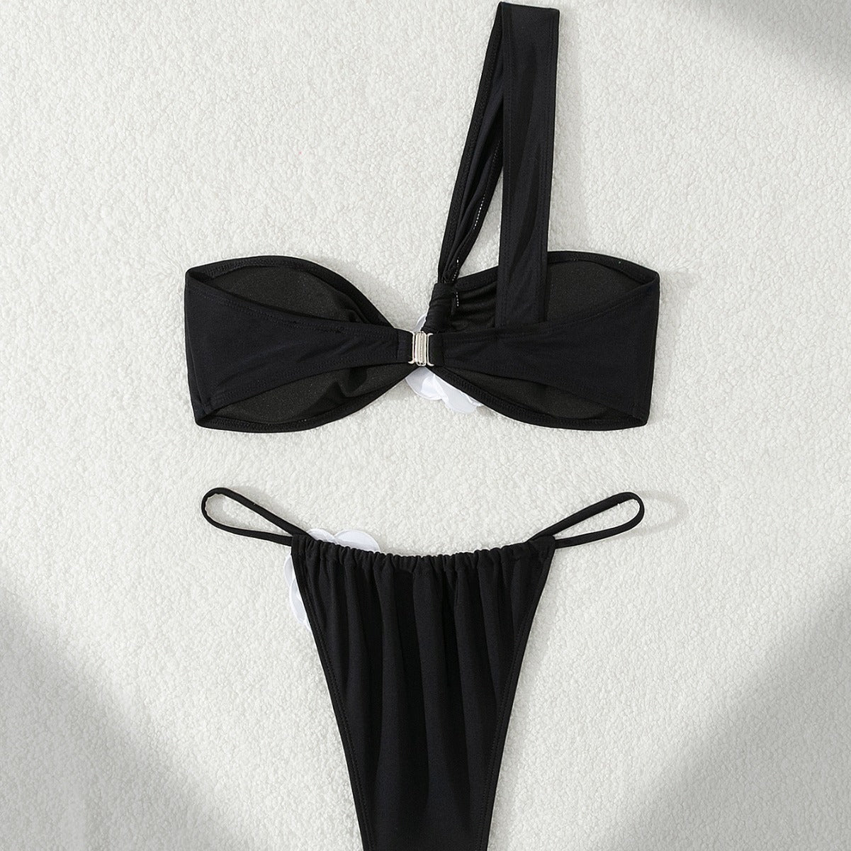 Bikini Beach Swimsuit Three Dimensional Floral White One Shoulder Women Split Sexy Swimsuit Bella Mia