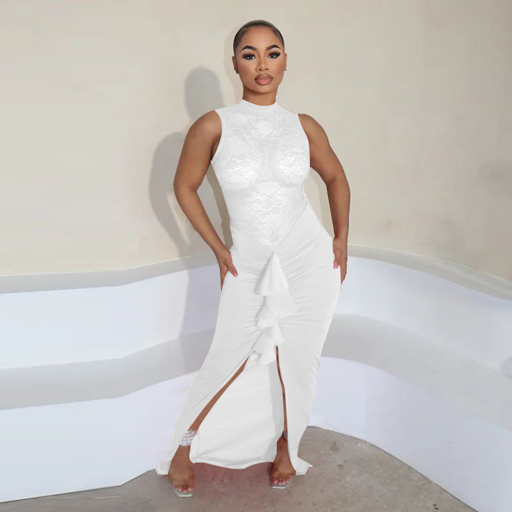 Sexy Women Clothing Sexy See through Lace Stitching Fishtail Dress Bella Mia