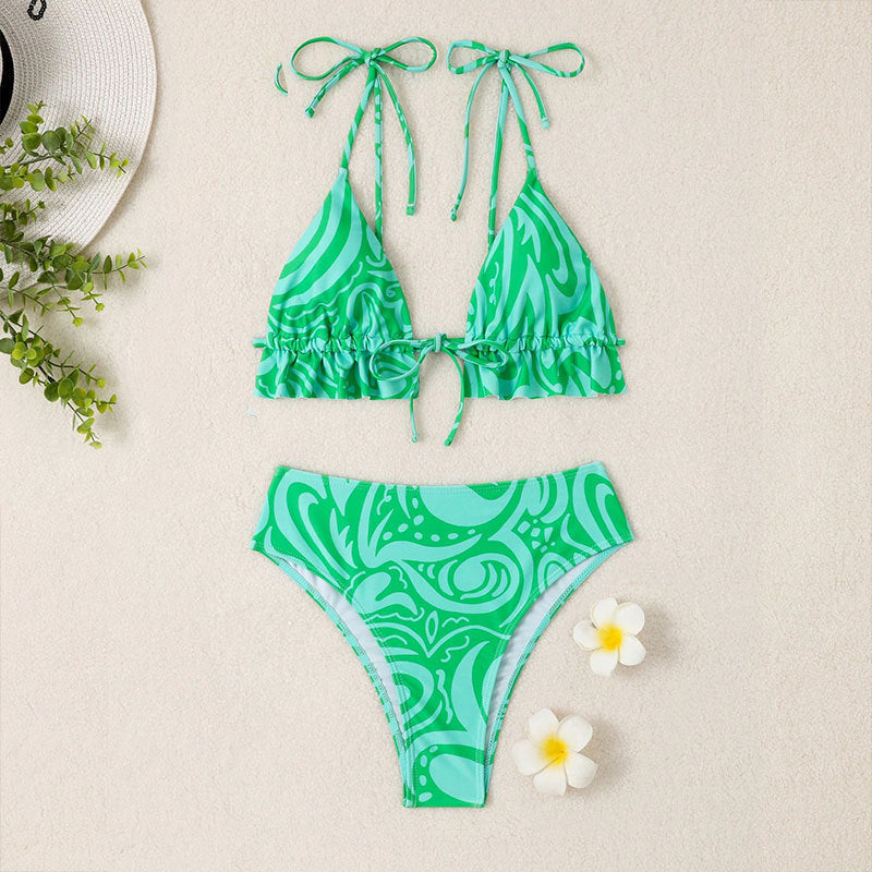 Sexy Bikini Swimsuit Printed Lace up Bikini Spring Beach Swimsuit Women Bella Mia