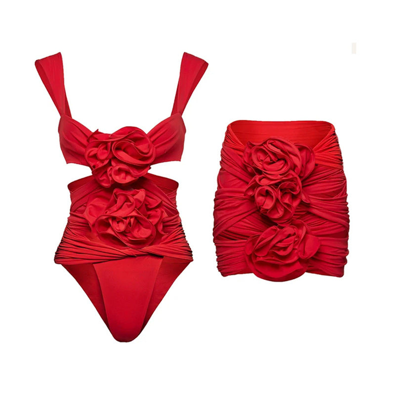 Handmade Floral One Piece Swimsuit Women Beach Vacation Suit Skirt Swimsuit Bella Mia
