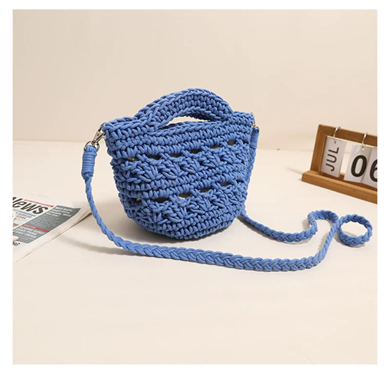 Crossbody Cotton Thread Woven Bag All Matching Hollow Out Cutout Straw Bag Vacation Beach Bag Partysu Women Bag Bella Mia
