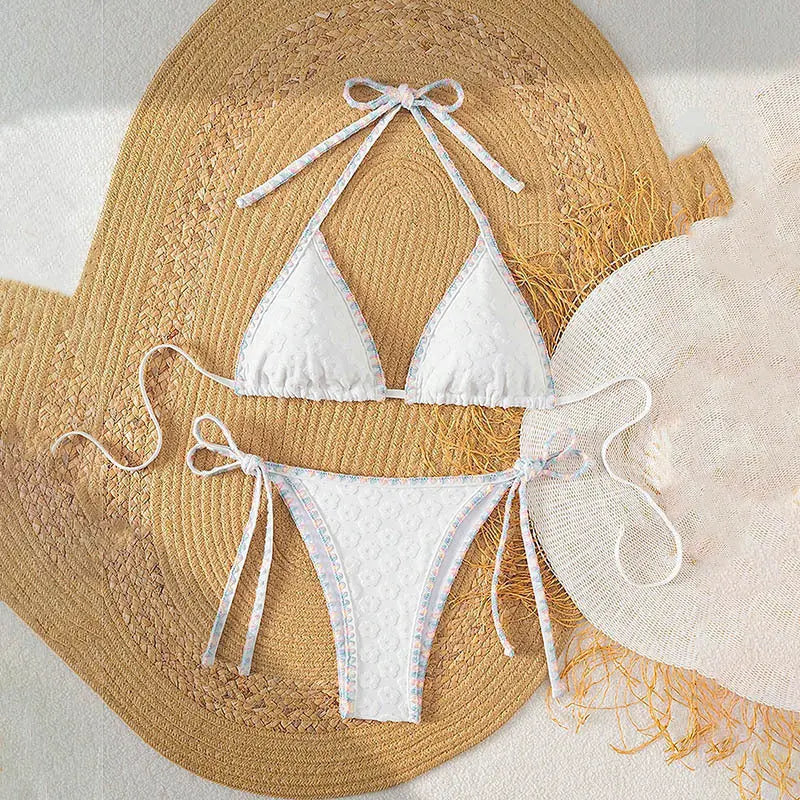 Solid Color Tied Bikini Split Swimsuit Women Beach Swimsuit Bikini Bella Mia