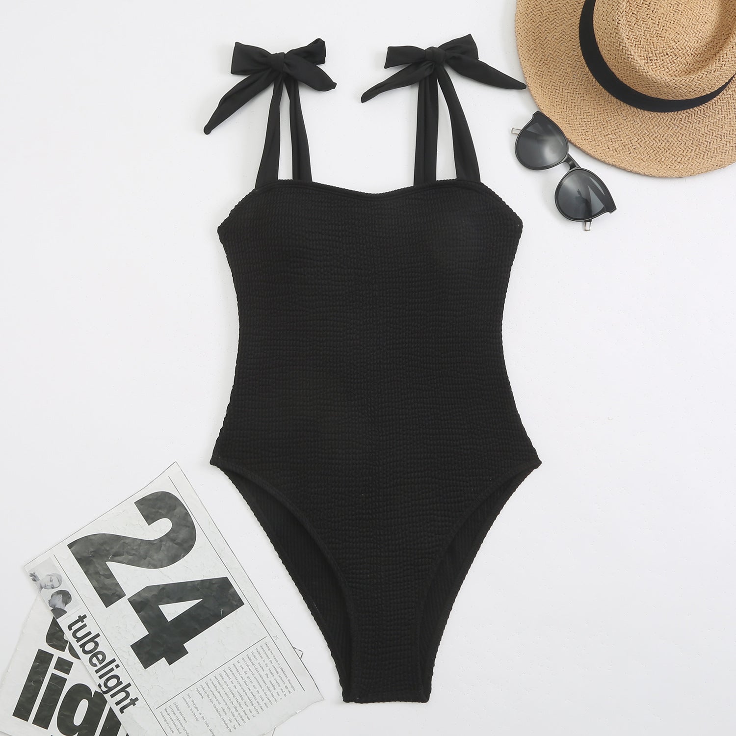 Pleated Wave Cloth One Piece Lace up Swimsuit Swimsuit Bikini Bella Mia