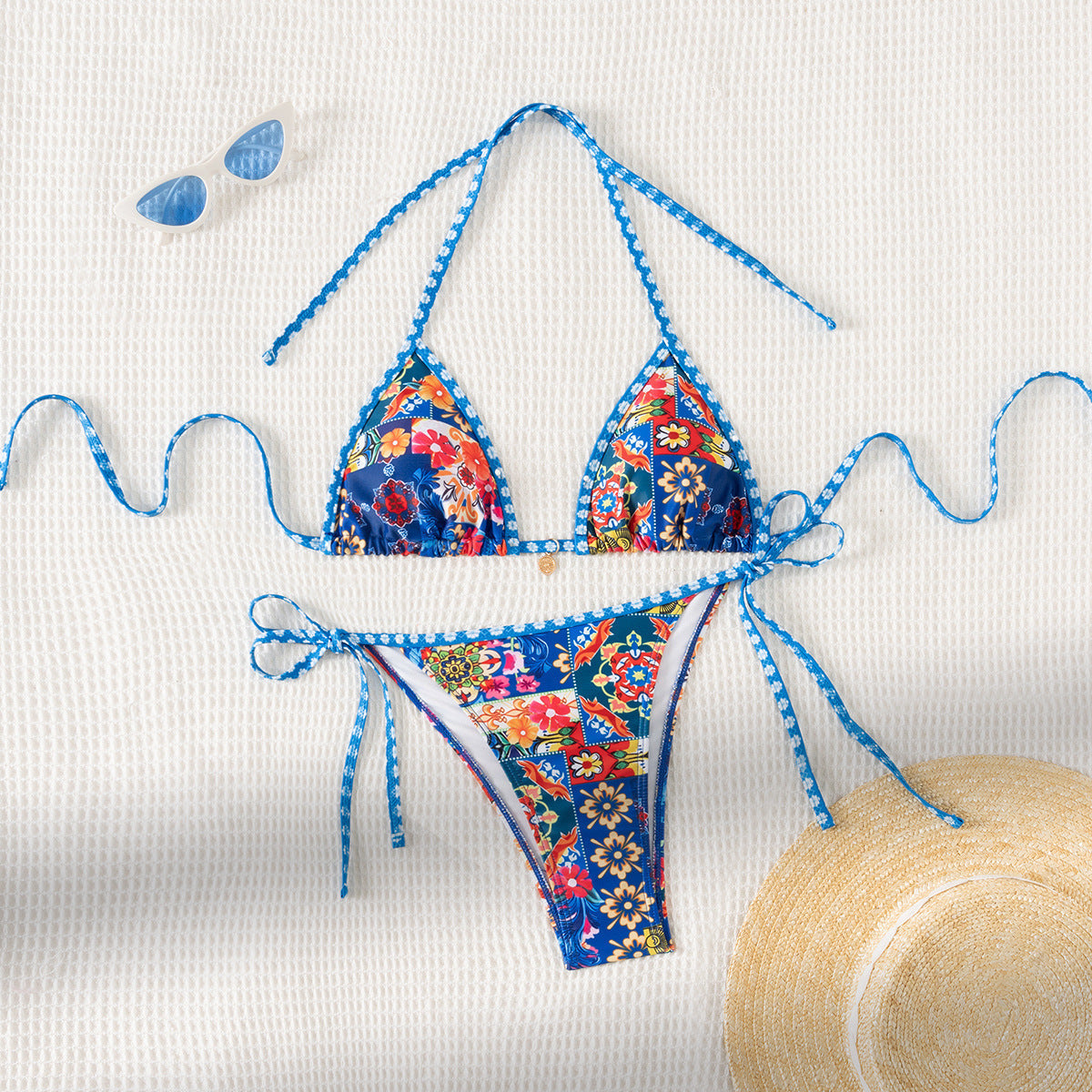 Bikini Printing Lace up Embellished Sexy Bikini Swimsuit Swimwear Women Bella Mia