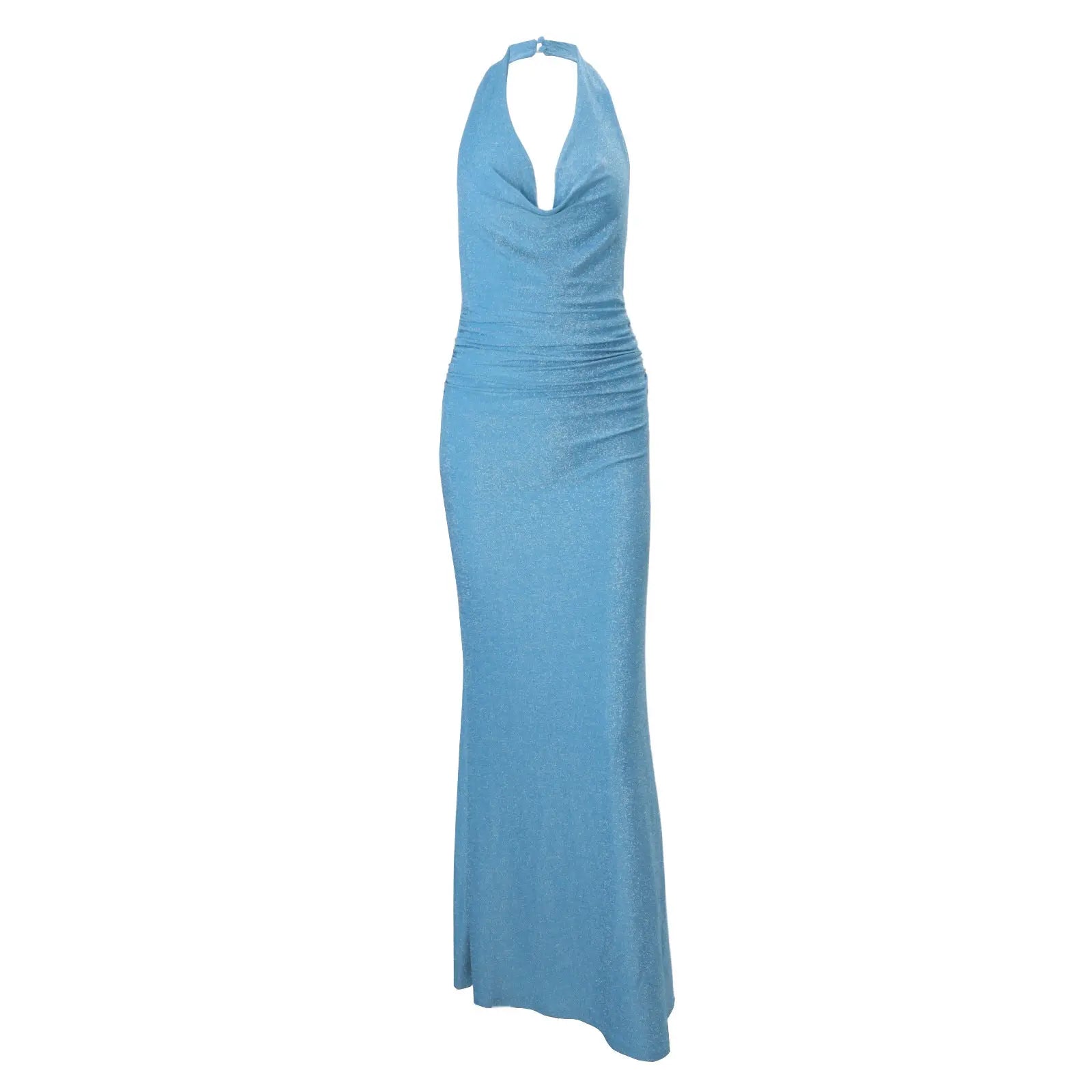 Sexy Backless Halter Maxi Dress Bodycon Solid Color High Waist For Party Club Bella Mia