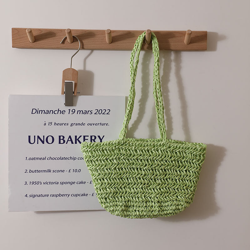 One Shoulder Straw Bag Simple Hollow Out Cutout out Straw Bag Woven Bag Summer Sweet Portable Seaside Vacation Beach Bag Women Bella Mia