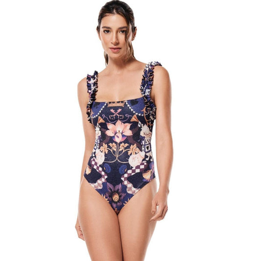One Piece Printed Swimsuit Women Swimwear Chiffon Dress Swimsuit Outfit Bella Mia