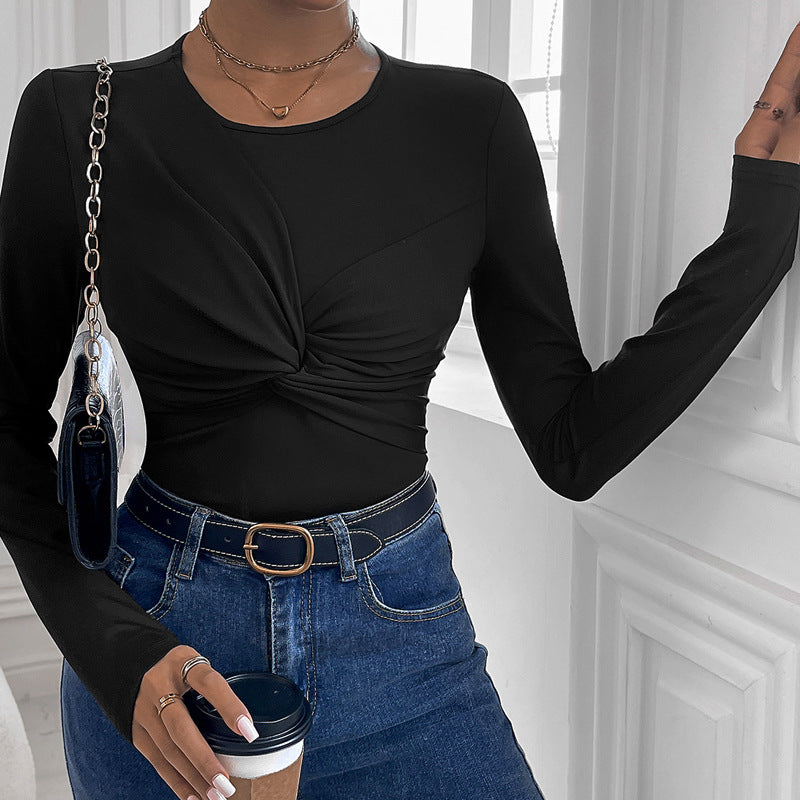 Fall Women Clothing Black Twisted round Neck Jumpsuit Bella Mia