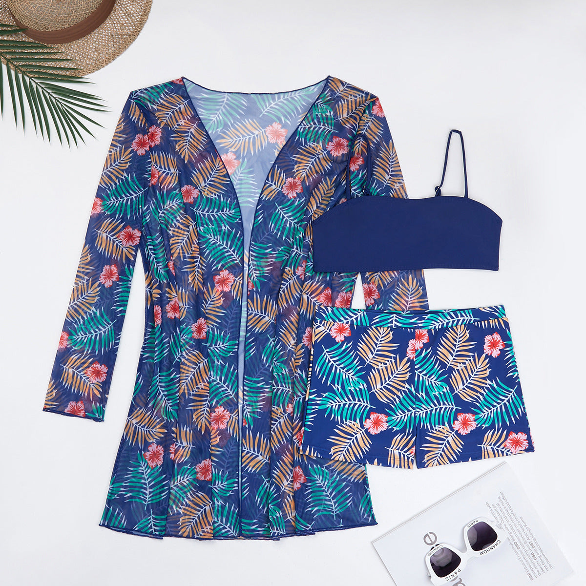 Swimsuit Printed Split Three Piece Long Sleeve Bikini Swimsuit Bella Mia