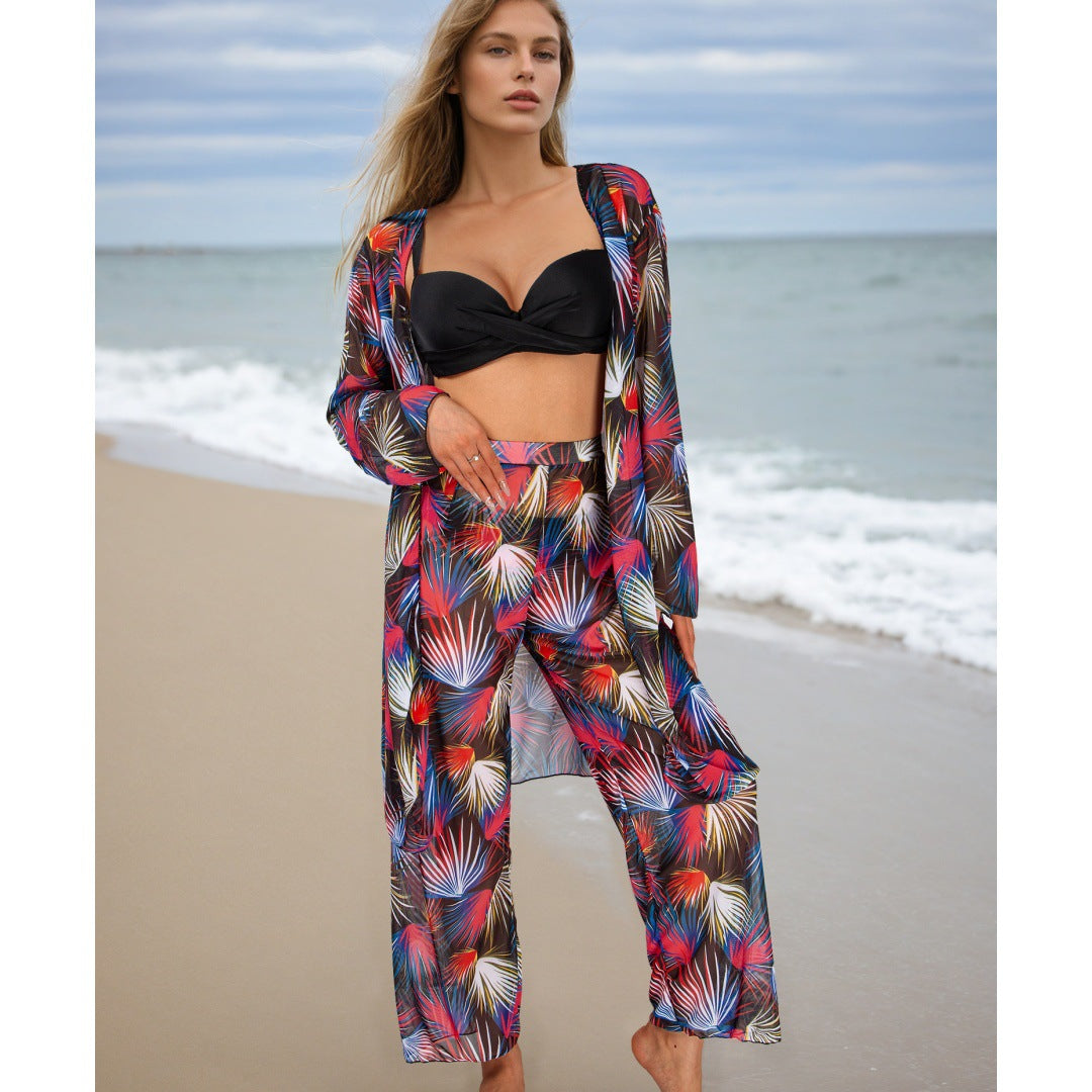 Four Piece Set Women Swimsuit Long Sleeve Blouse Sun Protective Pants Bikini Bella Mia