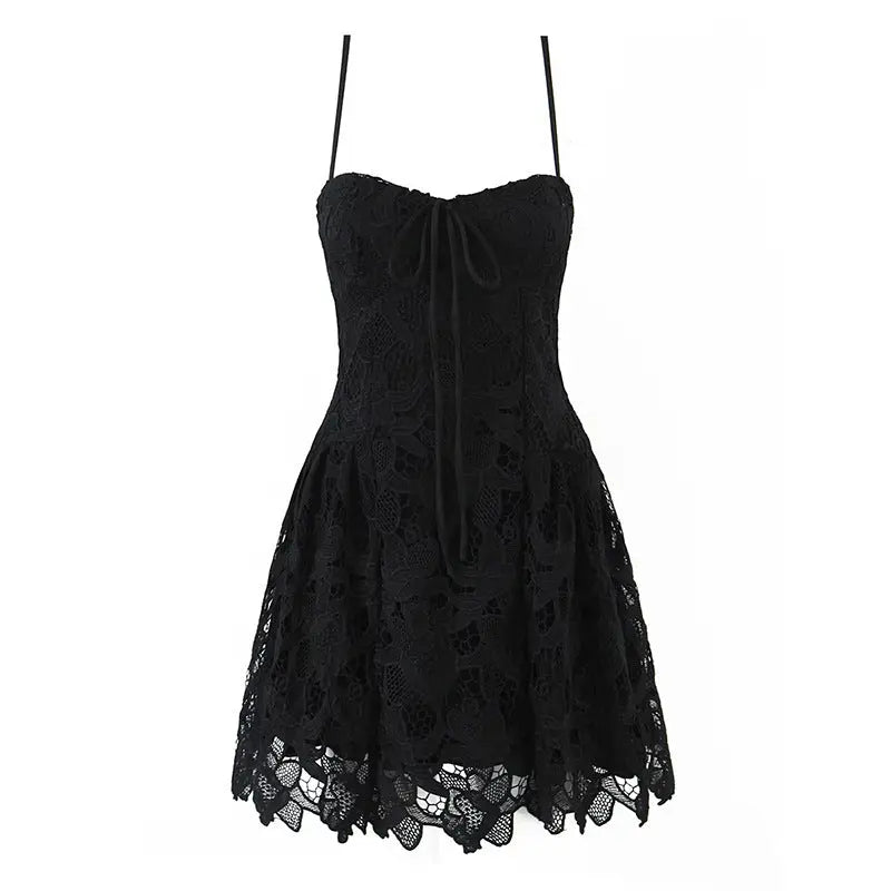 Sexy Sweet Spicy Pure Lace Embroidered Sleeveless Strap High Grade Tube Top Dress Women Bella Mia