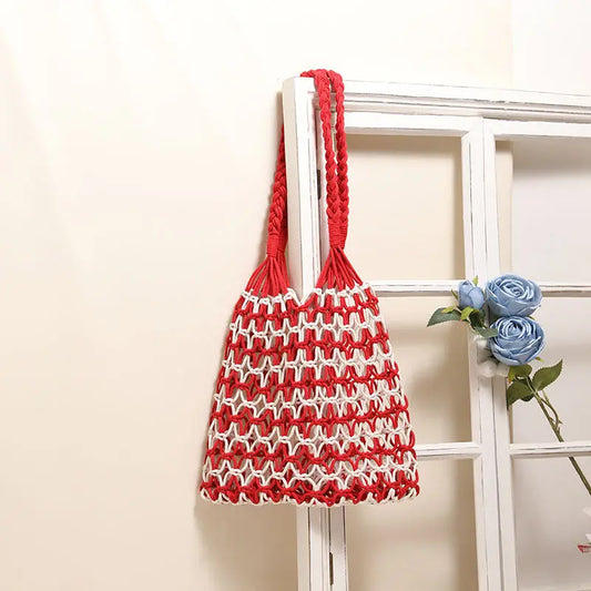 Summer Straw Woven Bag With Lace Up Pattern Suitable For Women Beach Vacation Beach Bag Bella Mia