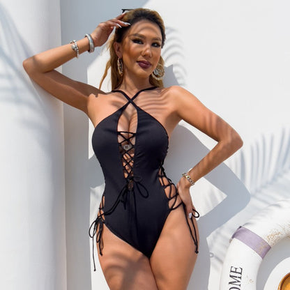Sexy Backless Swimsuit Halter Swimwear Bikini Swimsuit Women