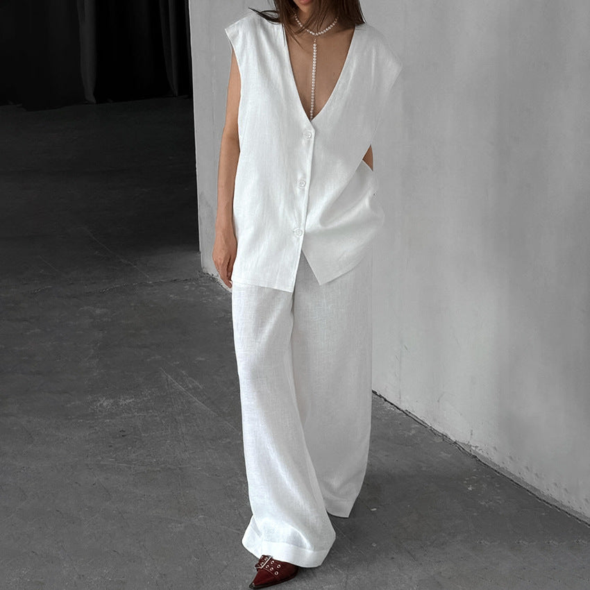Spring Sleeveless Loose Vest Pants Pajamas Set Casual Comfortable Women Homewear Outerwear Bella Mia
