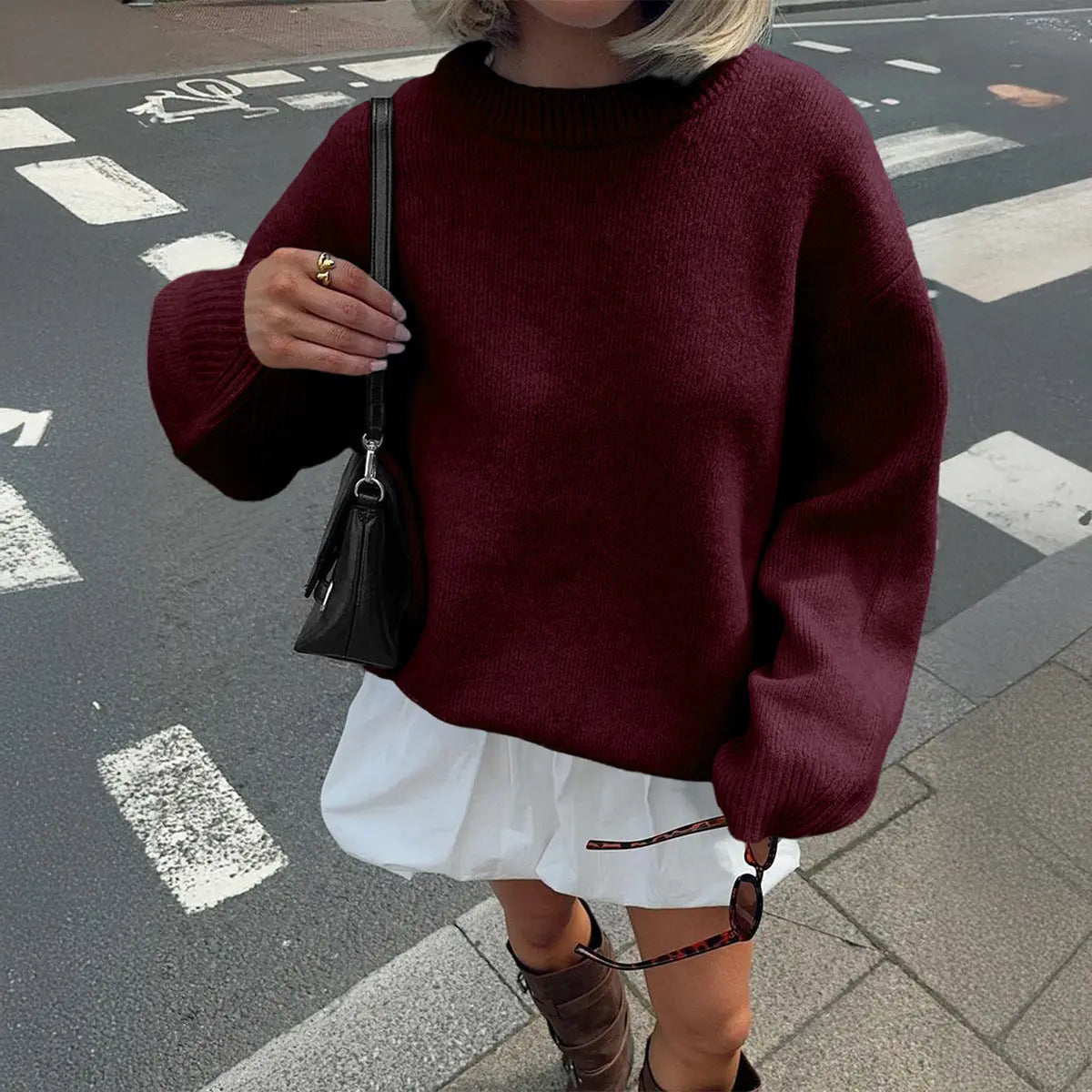 Casual Vacation Wool Long Sleeve T shirt Sweater Women Clothing Autumn Winter Bella Mia