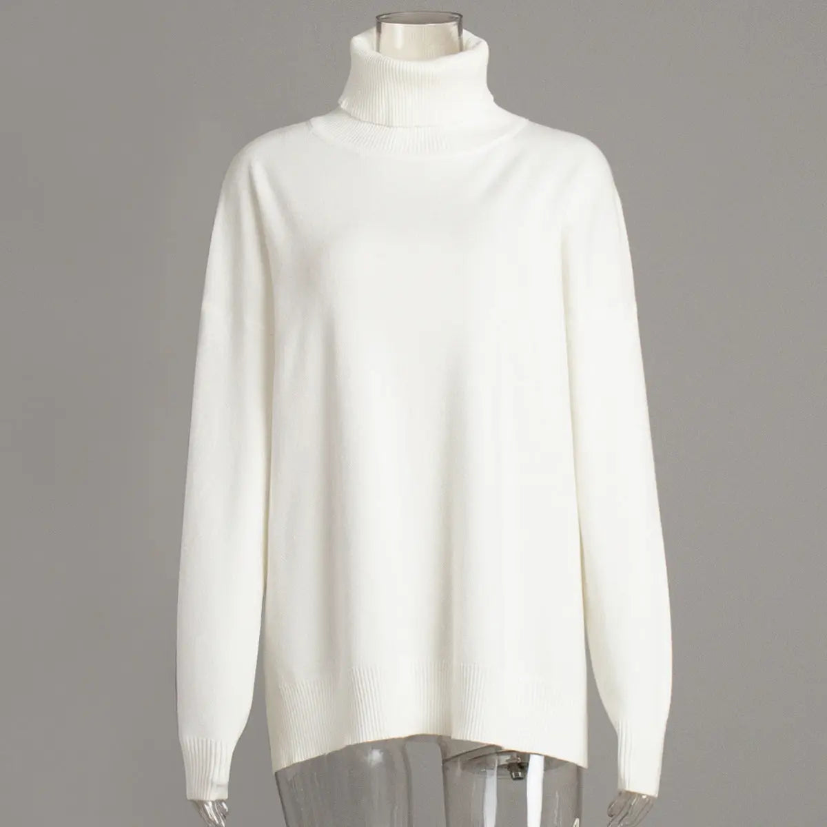 Turtleneck Sweater Women Autumn Winter Casual Sweater Slit Loose Solid Color Knitted Sweater Bella Mia